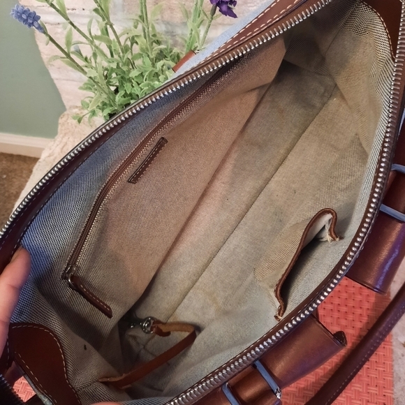 Dooney & Bourke Denim Handbag with Chocolate Brown Leather Large Purse - Picture 5 of 14